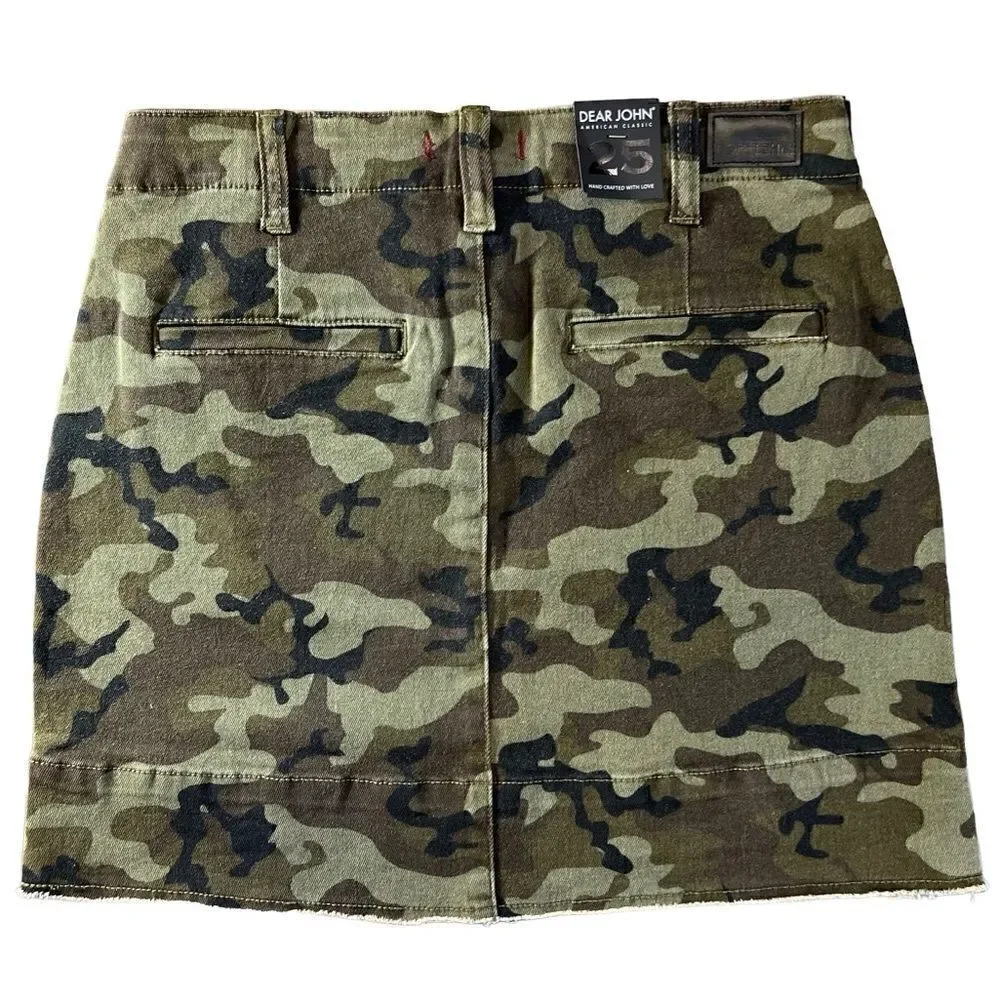 Dear John Jean Mini Skirt Camo Green Size 25 (NWT)